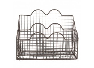 Hnědý antik kovový držák na dopisy a noviny - 27*12*22 cm 
