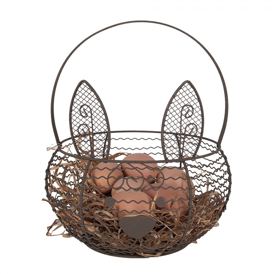 Hnědý drátěný dekorační košík králík Bunny - Ø 20*12 cm Clayre & Eef Hnědý drátěný dekorační košík králík Bunny - Ø 20*12 cm Clayre & Eef