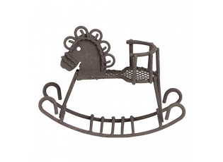 Hnědá dekorativní kovová figurka houpací koník - 9*3*6 cm
