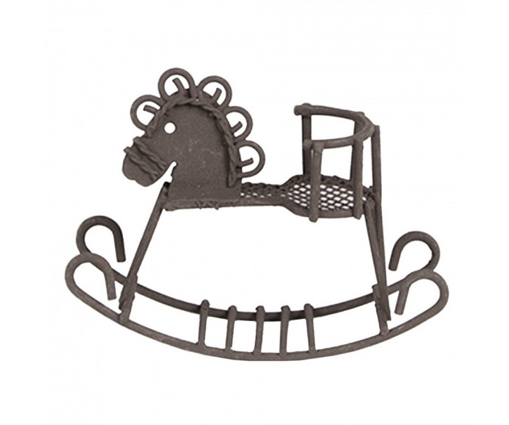 Hnědá dekorativní kovová figurka houpací koník - 9*3*6 cm Clayre & Eef