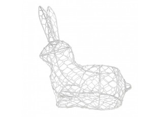 Bílý drátěný dekorační košík králík Bunny L - 28*15*30 cm