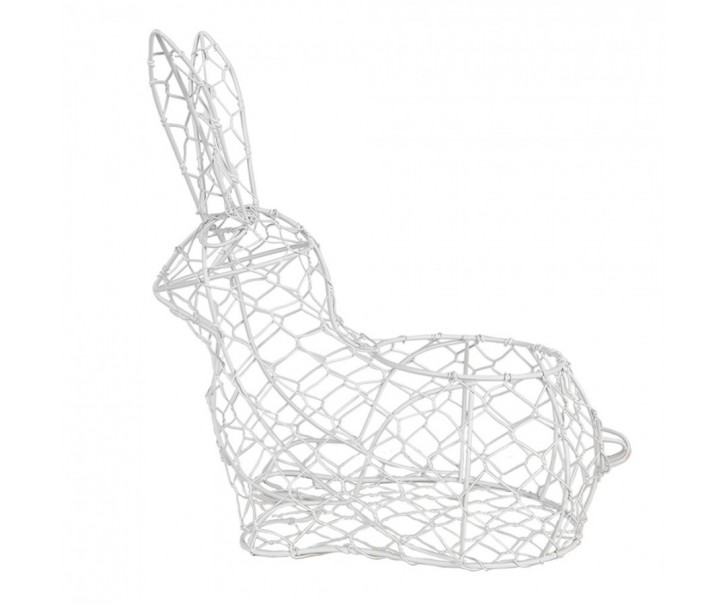 Bílý drátěný dekorační košík králík Bunny L - 28*15*30 cm Clayre & Eef