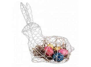 Bílý drátěný dekorační košík králík Bunny L - 28*15*30 cm