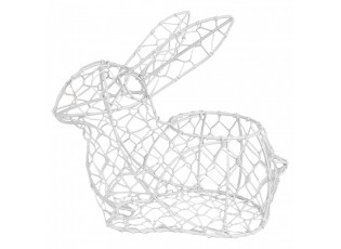 Bílý drátěný dekorační košík králík Bunny S - 22*11*22 cm