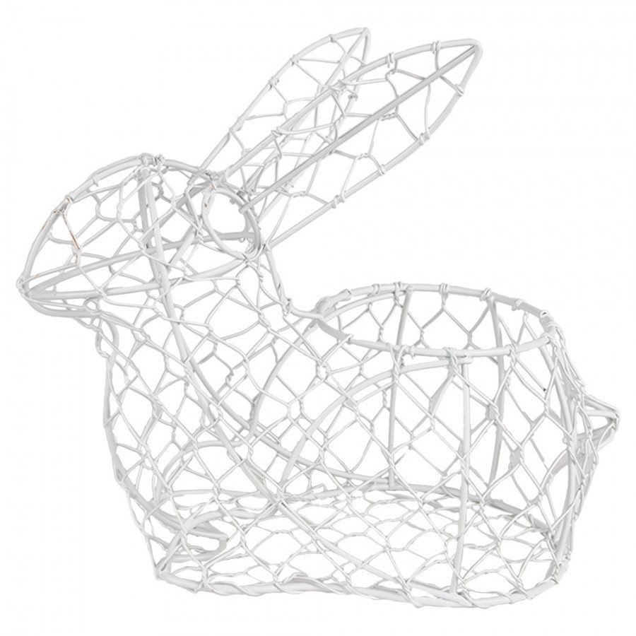 Bílý drátěný dekorační košík králík Bunny S - 22*11*22 cm