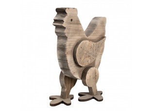 Hnědá antik dekorativní dřevěná figurka slepička - 23*12*28 cm