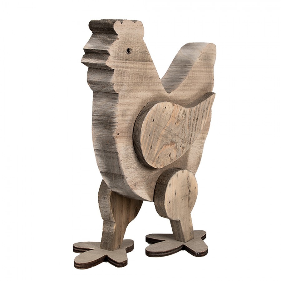 Hnědá antik dekorativní dřevěná figurka slepička - 23*12*28 cm Clayre & Eef Hnědá antik dekorativní dřevěná figurka slepička - 23*12*28 cm Clayre & Eef