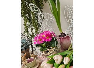 Bílý drátěný dekorační košík králík Bunny - 16*12*33 cm