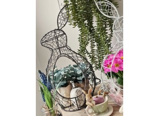 Hnědý drátěný dekorační košík králík Bunny - 18*18*37 cm