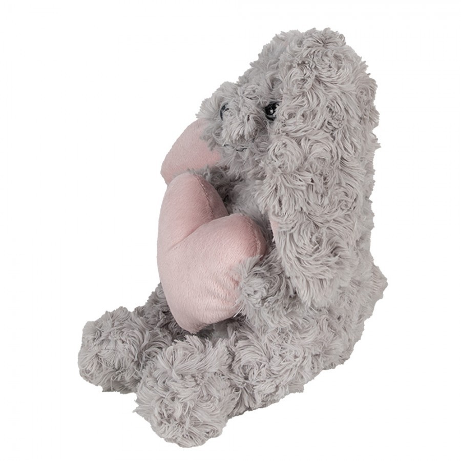 Šedý plyšový králíček s růžovým srdíčkem - 14*15*20 cm Clayre & Eef Šedý plyšový králíček s růžovým srdíčkem - 14*15*20 cm Clayre & Eef