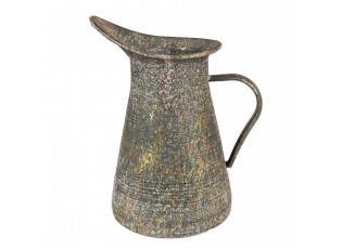 Šedý antik plechový dekorační džbánek se zlatou patinou - 21*15*25 cm