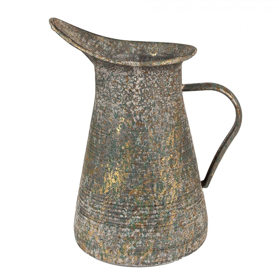 Šedý antik plechový dekorační džbánek - 21*15*25 cm
