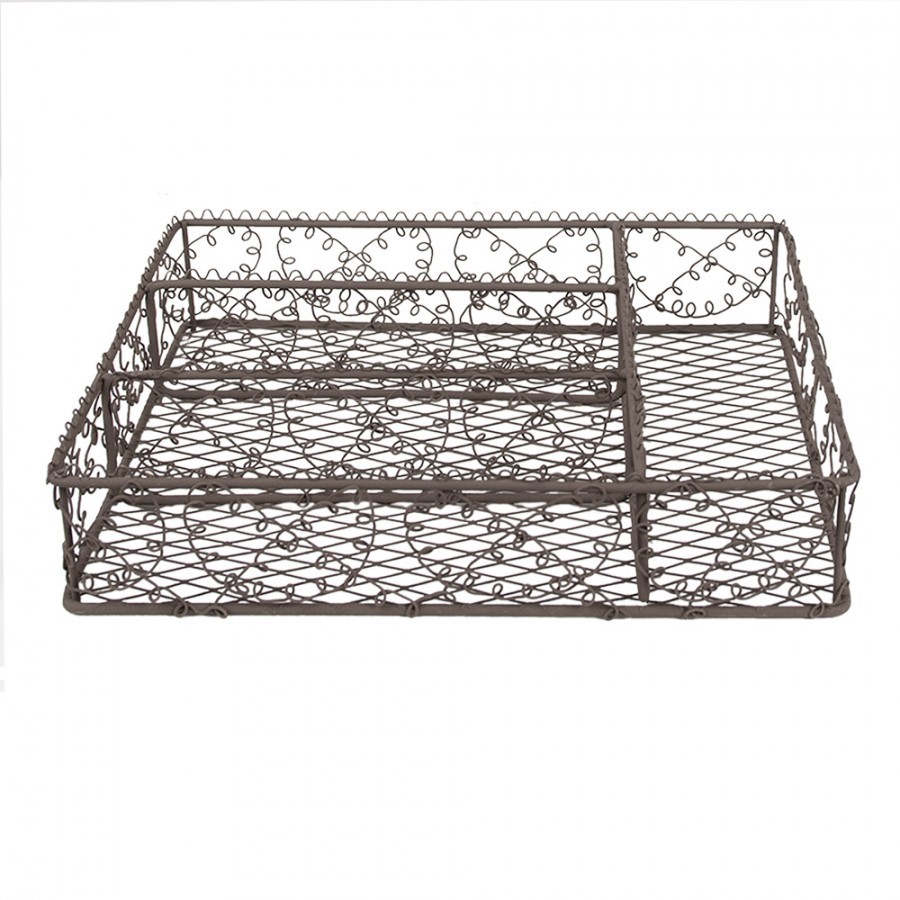 Hnědý antik drátěný zásobník na příbory - 31*25*7 cm Clayre & Eef Hnědý antik drátěný zásobník na příbory - 31*25*7 cm Clayre & Eef