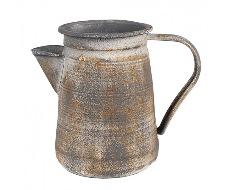 Šedý antik plechový dekorační džbánek - 20*12*16 cm Clayre & Eef