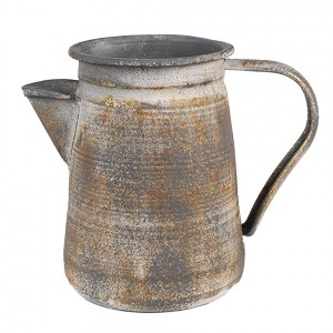 Šedý antik plechový dekorační džbánek - 20*12*16 cm