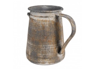 Šedý antik plechový dekorační džbánek - 20*12*16 cm