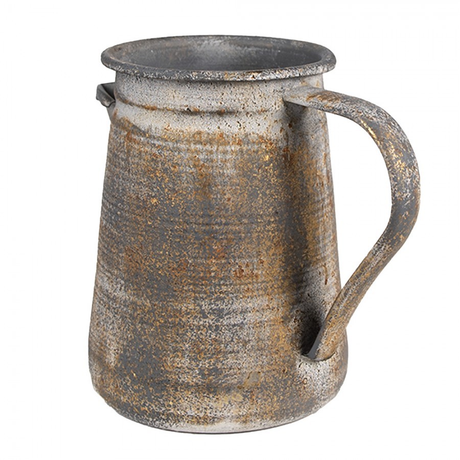Šedý antik plechový dekorační džbánek - 20*12*16 cm Clayre & Eef Šedý antik plechový dekorační džbánek - 20*12*16 cm Clayre & Eef