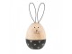 Černo-hnědá dřevěná dekorativní figurka vejce králík - Ø 6*14 cm Clayre & Eef