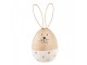 Bílo-hnědá dřevěná dekorativní figurka vejce králík - Ø 6*14 cm Clayre & Eef