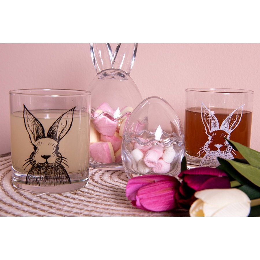 Sklenička na vodu s králíčkem Rabbit Cartoon - Ø 8*9 cm / 300 ml Clayre & Eef Sklenička na vodu s králíčkem Rabbit Cartoon - Ø 8*9 cm / 300 ml Clayre & Eef
