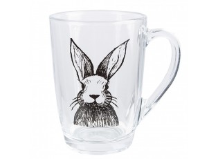 Skleněný hrnek na čaj s králíčkem Rabbit Cartoon - 11*8*11 cm / 300 ml