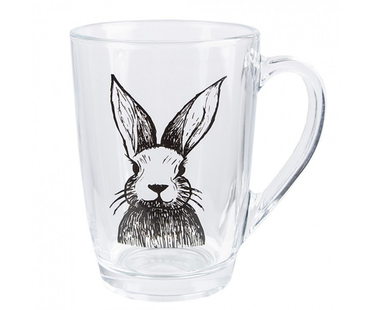 Skleněný hrnek na čaj s králíčkem Rabbit Cartoon - 11*8*11 cm / 300 ml Clayre & Eef