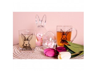 Skleněný hrnek na čaj s králíčkem Rabbit Cartoon - 11*8*11 cm / 300 ml