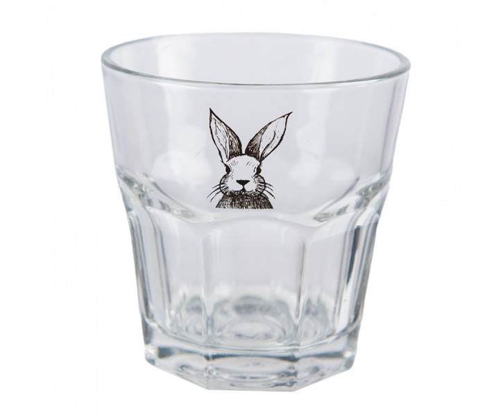 Sklenička na vodu s králíčkem Rabbit Cartoon - Ø 8*8 cm / 200 ml Clayre & Eef
