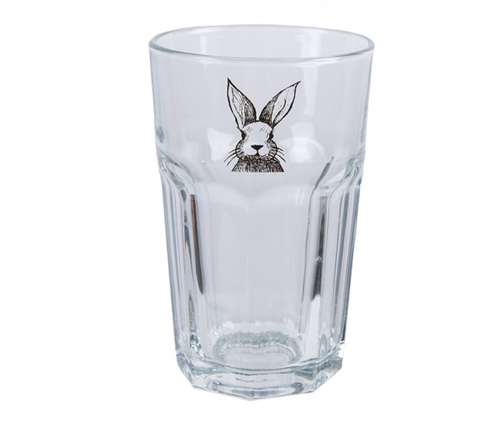 Sklenička na vodu s králíčkem Rabbit Cartoon - Ø 7*12 cm / 300 ml Clayre & Eef