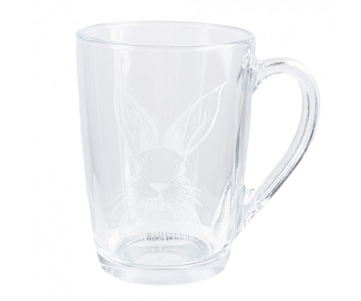 Skleněný hrnek na čaj s králíčkem Rabbit Cartoon - 11*8*11 cm / 300 ml Clayre & Eef