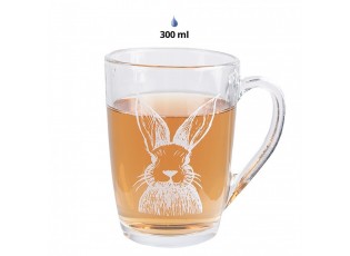 Skleněný hrnek na čaj s králíčkem Rabbit Cartoon - 11*8*11 cm / 300 ml