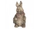 Šedohnědá dekorativní figurka králík s košíčkem - 22*19*41 cm Clayre & Eef
