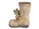 Dekorativní květináč vysoká bota s květinou a žabkou - 26*15*30 cm Clayre & Eef