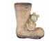 Dekorativní květináč vysoká bota s květinou a žabkou - 26*15*30 cm Clayre & Eef