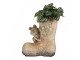 Dekorativní květináč vysoká bota s květinou a žabkou - 26*15*30 cm Clayre & Eef