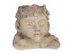 Šedo-béžový antik květináč hlava chlapce s květy - 20*20*19 cm Clayre & Eef