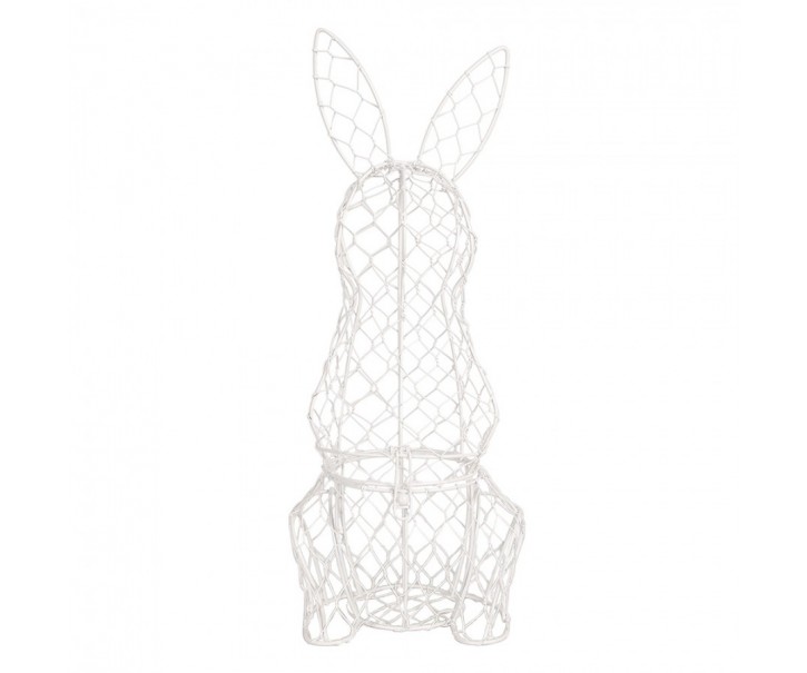 Bílý drátěný košík na vajíčka ve tvaru králíka - 12*14*39 cm Clayre & Eef