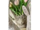 Šedý květináč v designu zaječí slečny s květinami - 13*13*21 cm Clayre & Eef