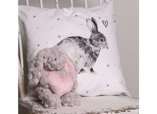 Šedý plyšový králíček s růžovým srdíčkem - 14*15*20 cm