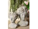 Šedý antik cementový květináč hlava ženy s květy S - 14*14*22 cm Clayre & Eef