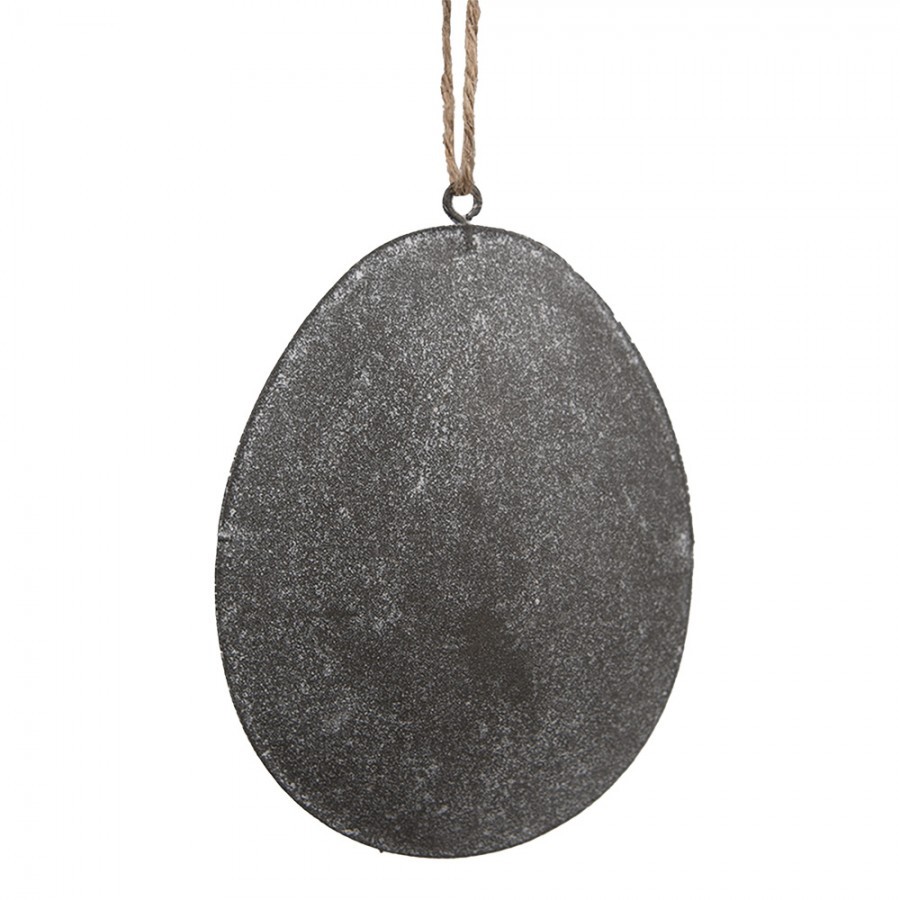 Šedé plechové závěsné vajíčko s kytičkou - 10*2*8 cm Clayre & Eef Šedé plechové závěsné vajíčko s kytičkou - 10*2*8 cm Clayre & Eef
