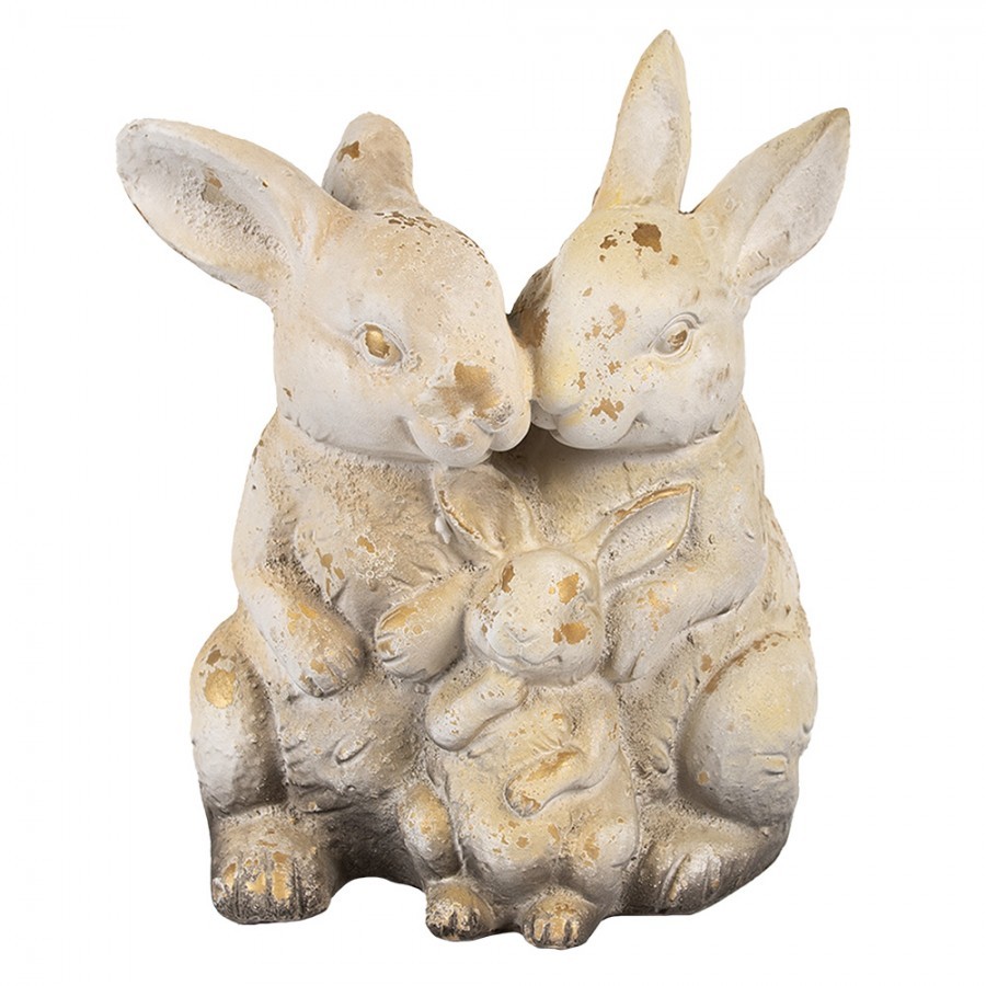 Béžovo-hnědá dekorativní figurka králíčci rodinka - 26*18*33 cm