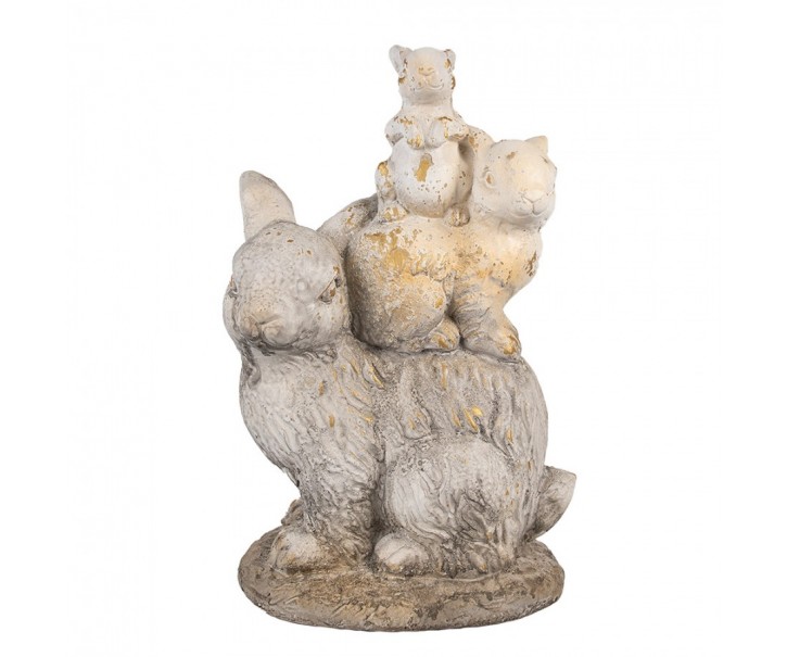 Béžovo-hnědá dekorativní figurka králiččí rodinka - 27*18*43 cm Clayre & Eef