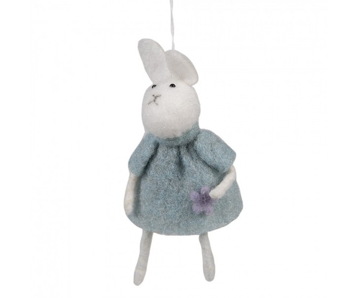 Modrý plstěný závěsný velikonoční králíček Magiccal - 6*3*13 cm Clayre & Eef