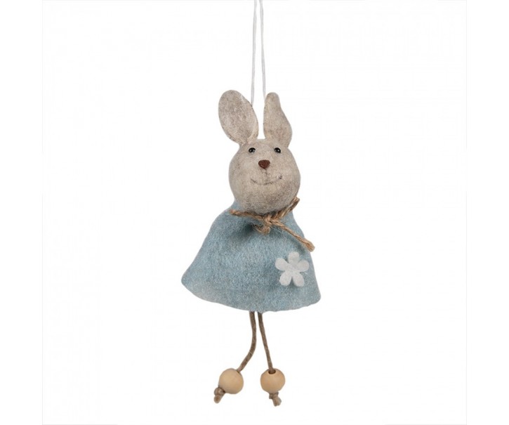 Modrý plstěný závěsný velikonoční králíček Magiccal - 6*3*13 cm Clayre & Eef