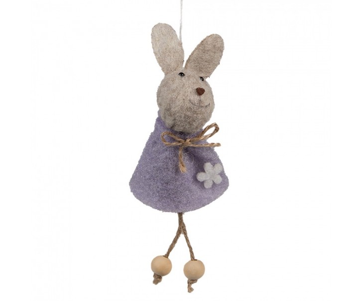 Fialový plstěný závěsný velikonoční králíček Magiccal - 6*3*13 cm Clayre & Eef