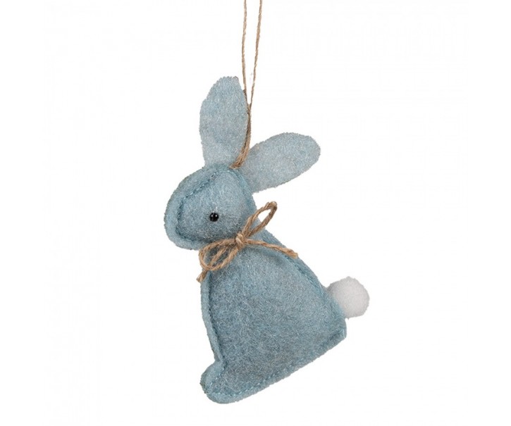 Modrý filcový závěsný králíček - 10 cm Clayre & Eef