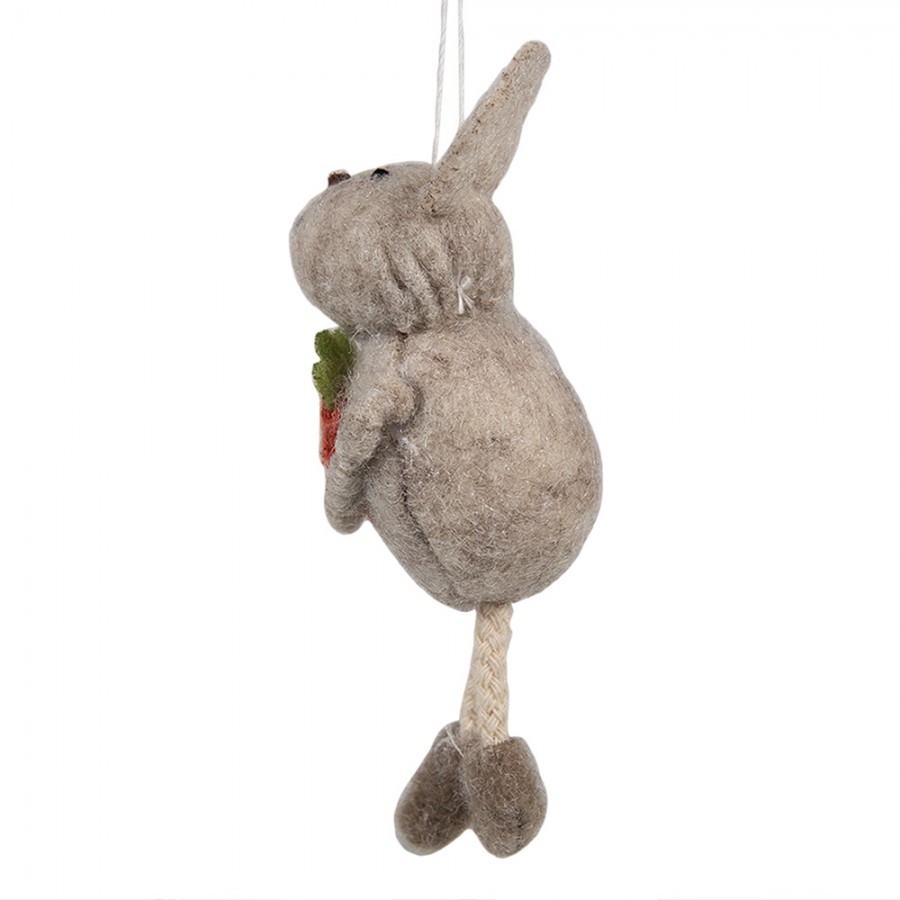 Šedý plstěný závěsný králíček s mrkvičkou Magiccal - 13cm Clayre & Eef Šedý plstěný závěsný králíček s mrkvičkou Magiccal - 13cm Clayre & Eef