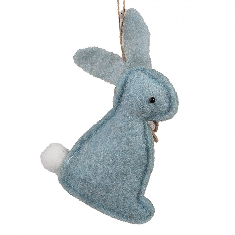 Modrý filcový závěsný králíček - 10 cm Clayre & Eef Modrý filcový závěsný králíček - 10 cm Clayre & Eef