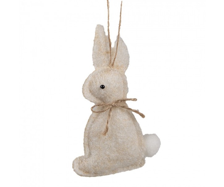 Béžový filcový závěsný králíček - 10 cm Clayre & Eef